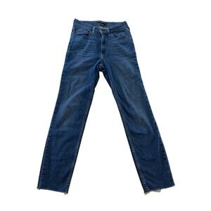 Calvin Klein Jeans Womens Size 26 Dark Wash High Rise Raw‎ Hem Cropped Denim